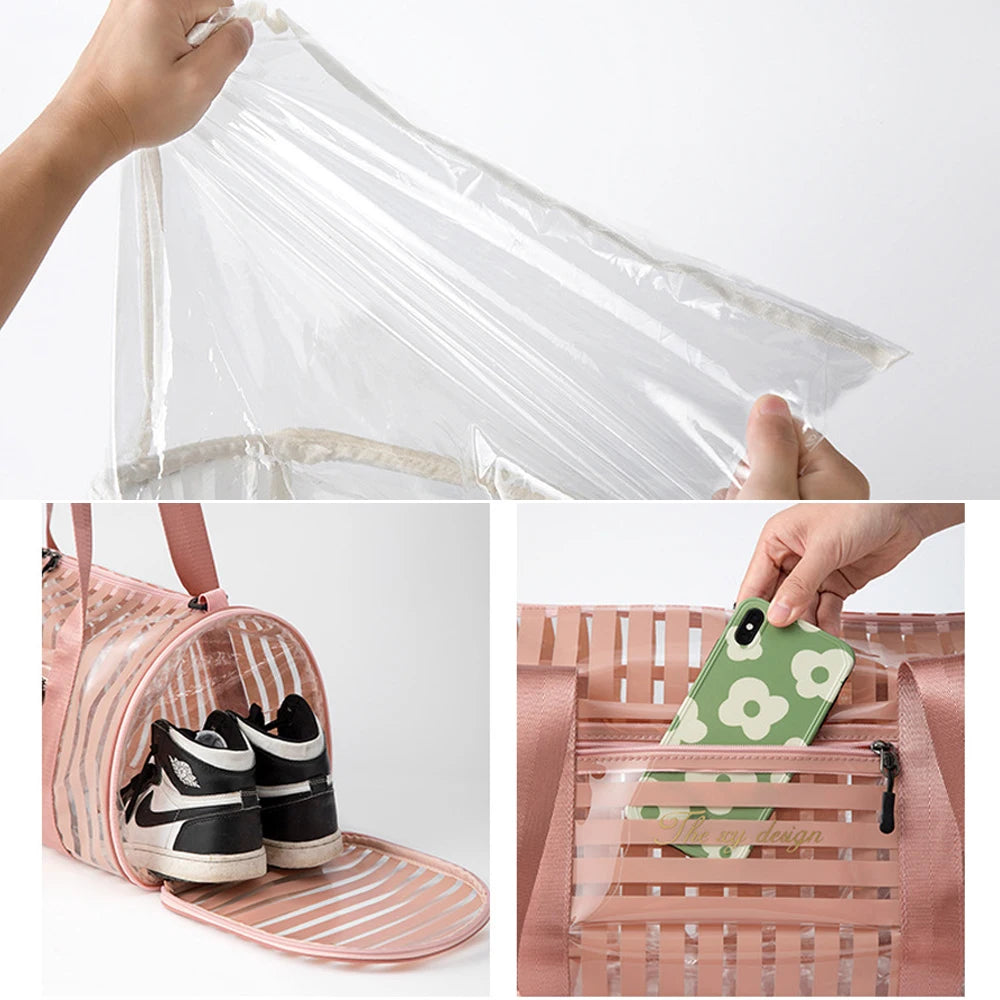 Sac de sport transparent élégant rose mode