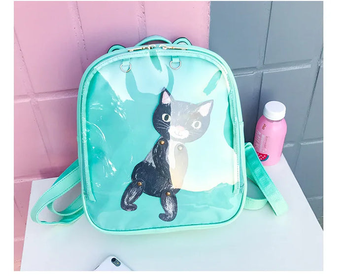 Sac à dos transparent chat mignon mint
