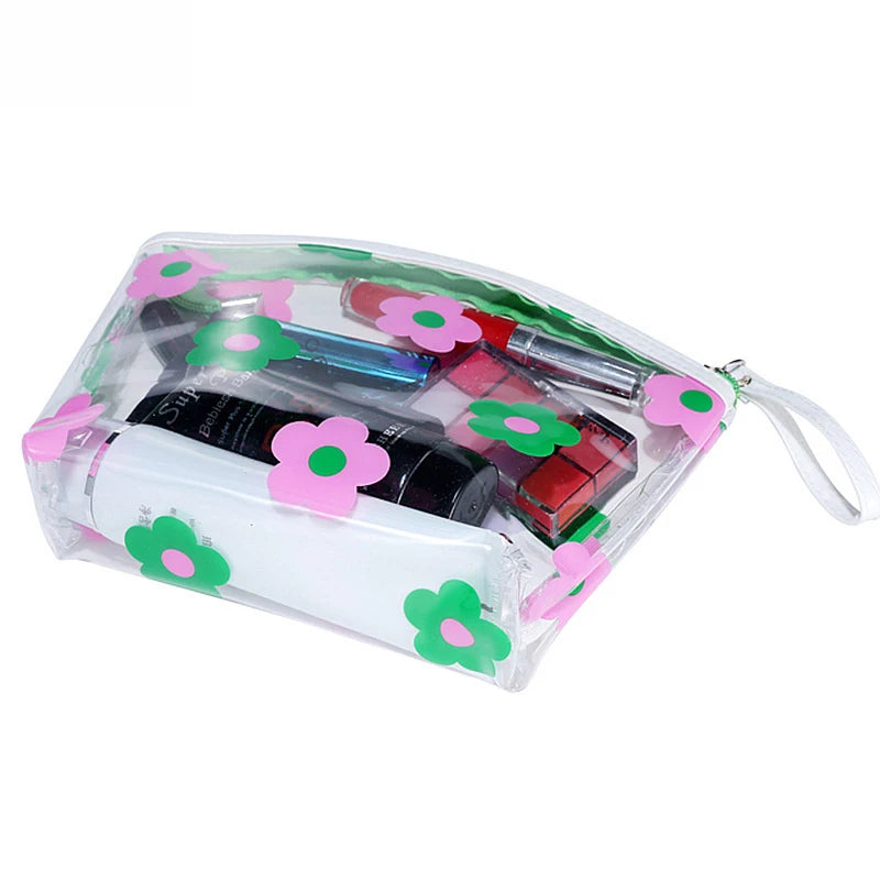 Trousse transparente fleurs colorées