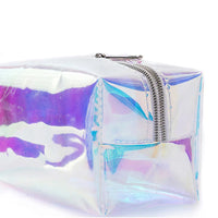 Trousse de maquillage iridescente transparente