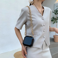 Sac bandoulière transparent chaîne dorée élégante - modèle 4 - TransparenceSac.com