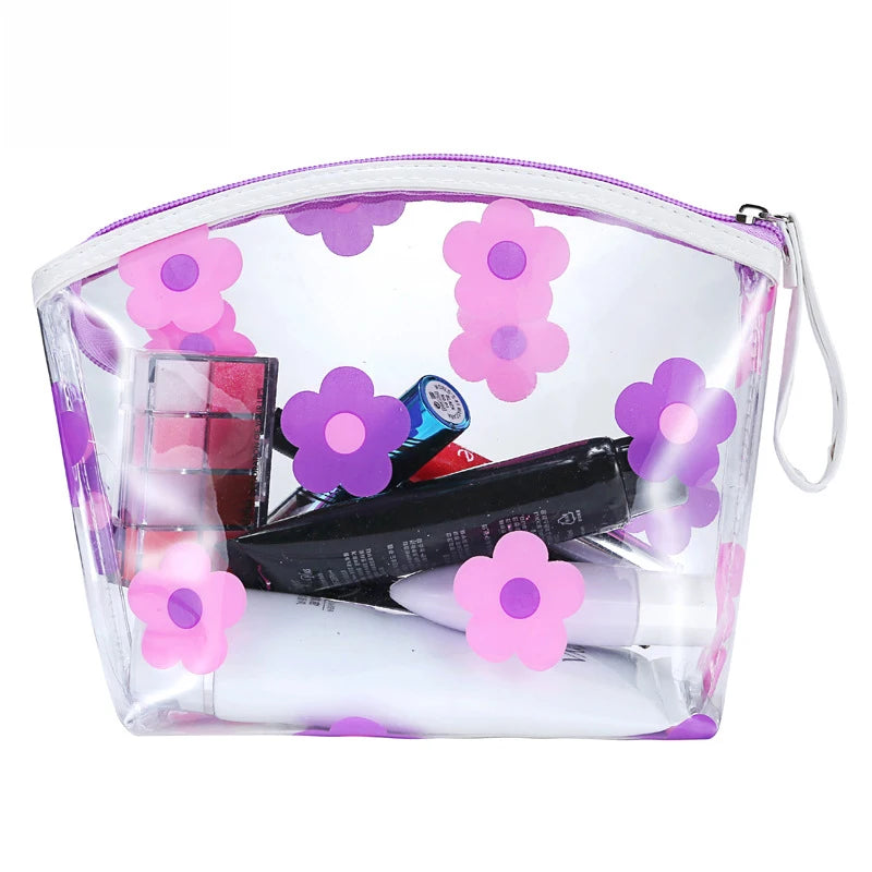 Trousse transparente fleurs colorées