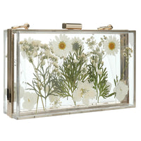Sac bandoulière transparent fleurs bleues élégante - modèle WHITE - TransparenceSac.com