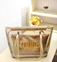 Sac shopping transparent fashion doré - TransparenceSac.com