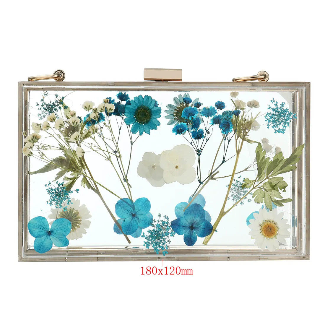 Sac bandoulière transparent fleurs bleues élégante