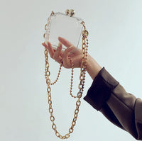 Sac bandoulière transparent chaîne dorée élégante - TransparenceSac.com