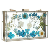 Sac bandoulière transparent fleurs bleues élégante - TransparenceSac.com