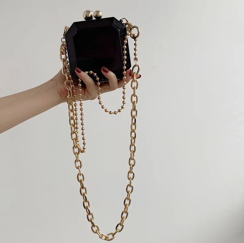 Sac bandoulière transparent chaîne dorée élégante