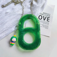 Trousse transparente mode enfant avec porte clés - modèle green with pendant - TransparenceSac.com