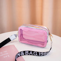 Petit sac bandoulière transparent mode jaune - modèle Pink / Mini(Longueur Max 20cm) - TransparenceSac.com