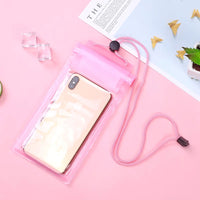 Pochette étanche téléphone portable lumineux vert - modèle Rose / 27X11 cm - TransparenceSac.com