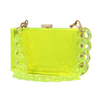 Sac Transparent Luxe Chaîne Dorée - modèle Fluorescent Green - TransparenceSac.com