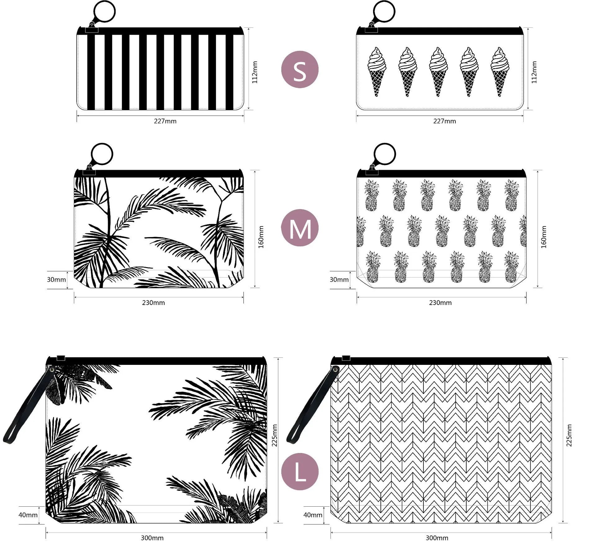 Trousse de toilette transparente motifs palmes
