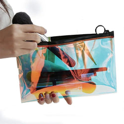 Acheter Pochette transparente iridescente élégante pratique - TransparenceSac.com
