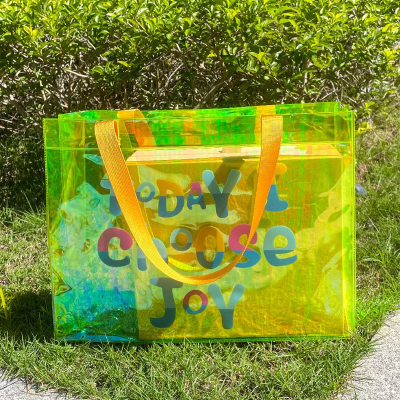 Sac shopping transparent joyeux irisé fashion