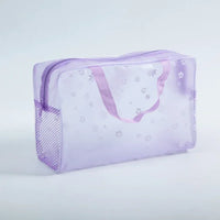 Trousse de voyage transparente fleurie - modèle Purple - TransparenceSac.com