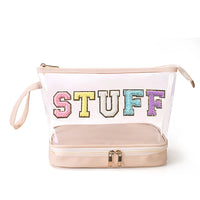 Pochette transparente tendance pour accessoires - modèle Beige - TransparenceSac.com