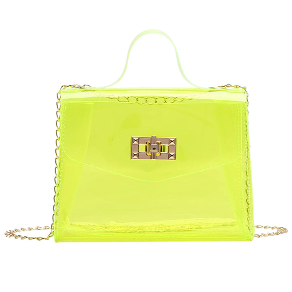 Sac a main transparent fashion orange élégant