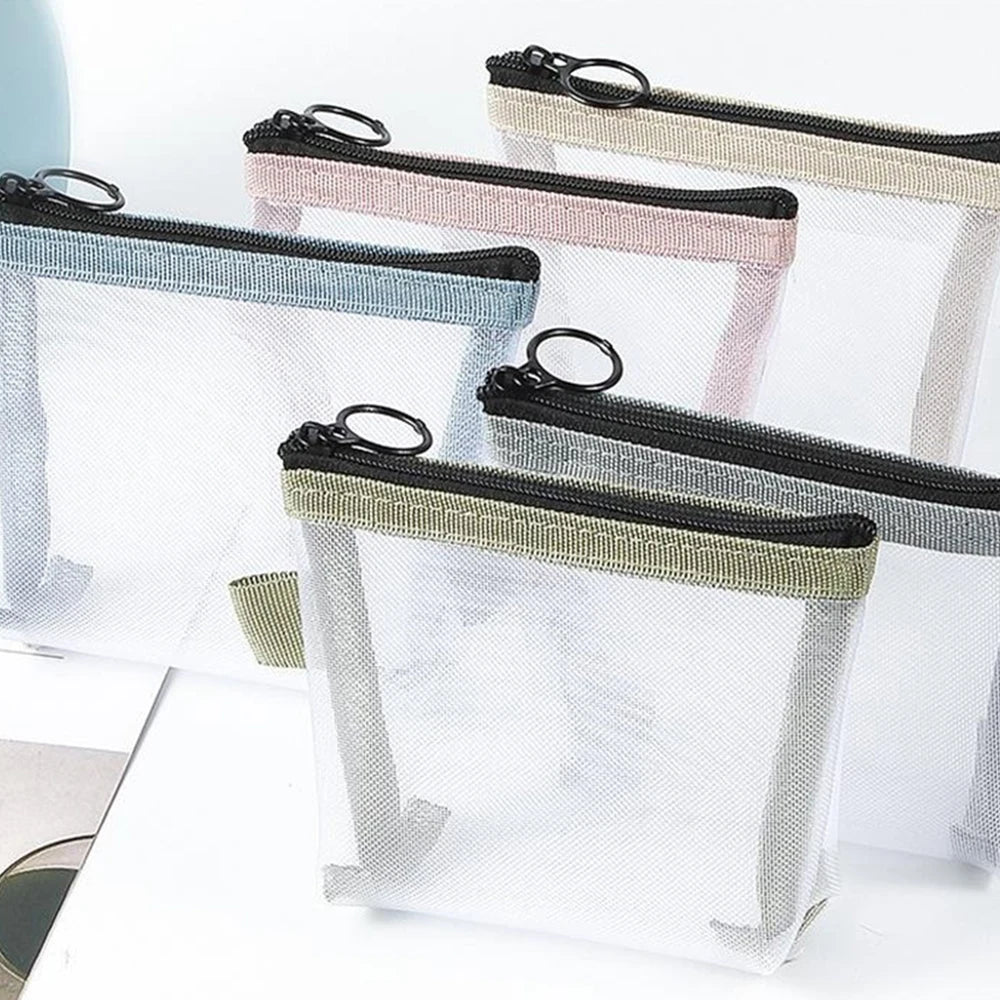 Trousse de rangement transparent rose large