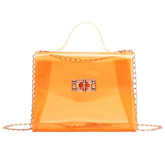 Sac a main transparent fashion orange élégant