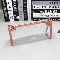 Trousse de maquillage transparente fashion - modèle Pink / Custom Your Text - TransparenceSac.com