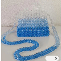 Sac bandoulière perles bleu transparent fashion