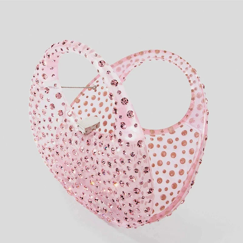 Sac transparent rose étincelant chic