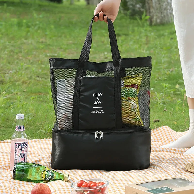 Sac shopping transparent et noir élégant
