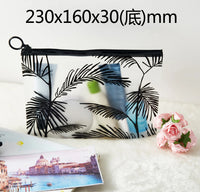 Trousse de toilette transparente motifs palmes - modèle M 3 - TransparenceSac.com
