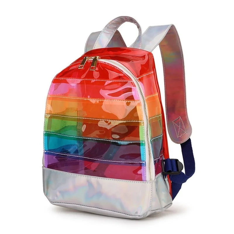 Sac à dos transparent arc-en-ciel holographique