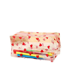 Acheter Trousse transparente à cœurs rouges élégante - TransparenceSac.com