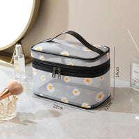 Trousse de toilette fleurs chic - modèle Square Blue - TransparenceSac.com