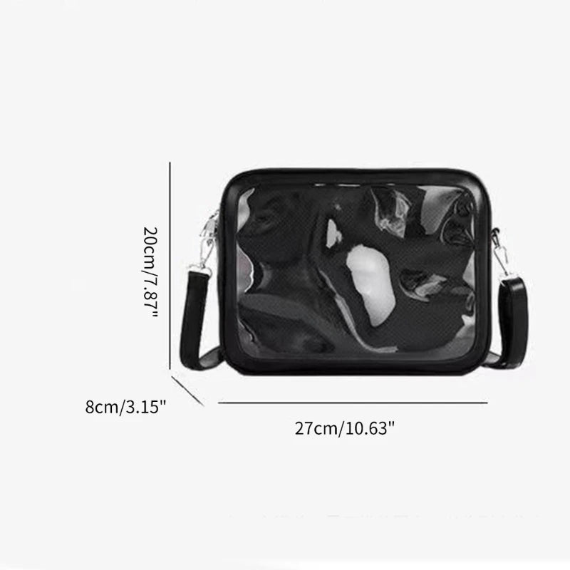 Sac bandoulière transparent noir fashion