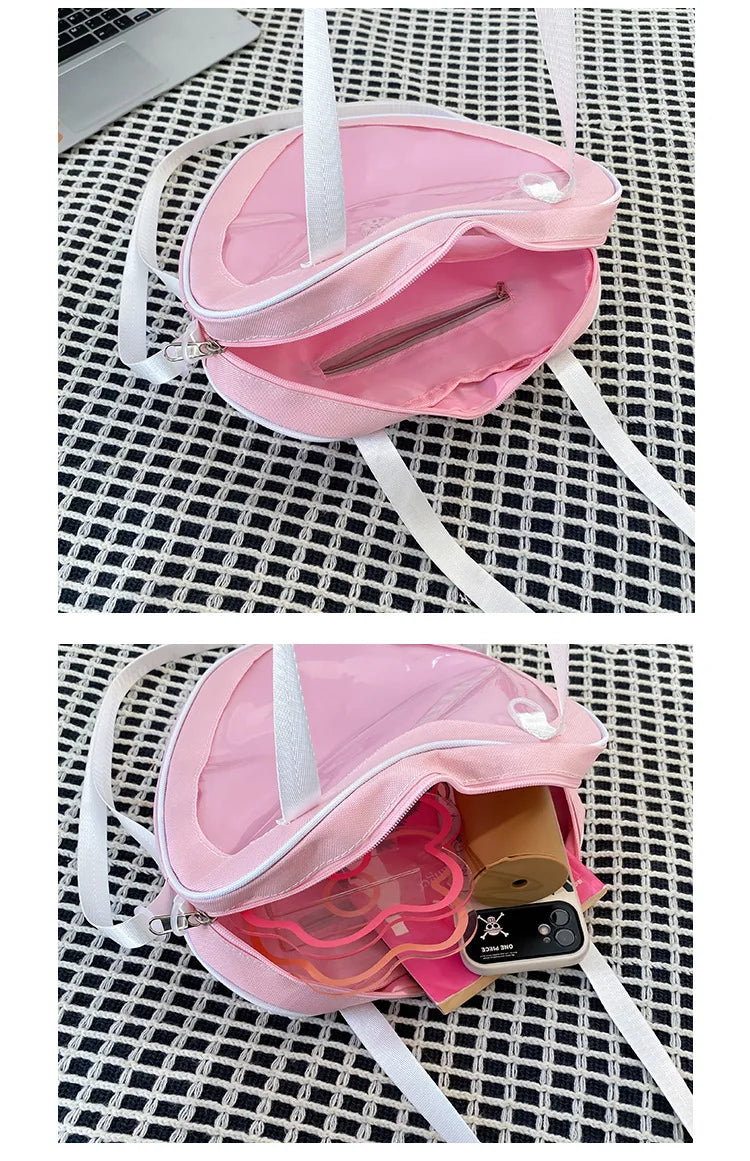 Sac cœur transparent rose fashion