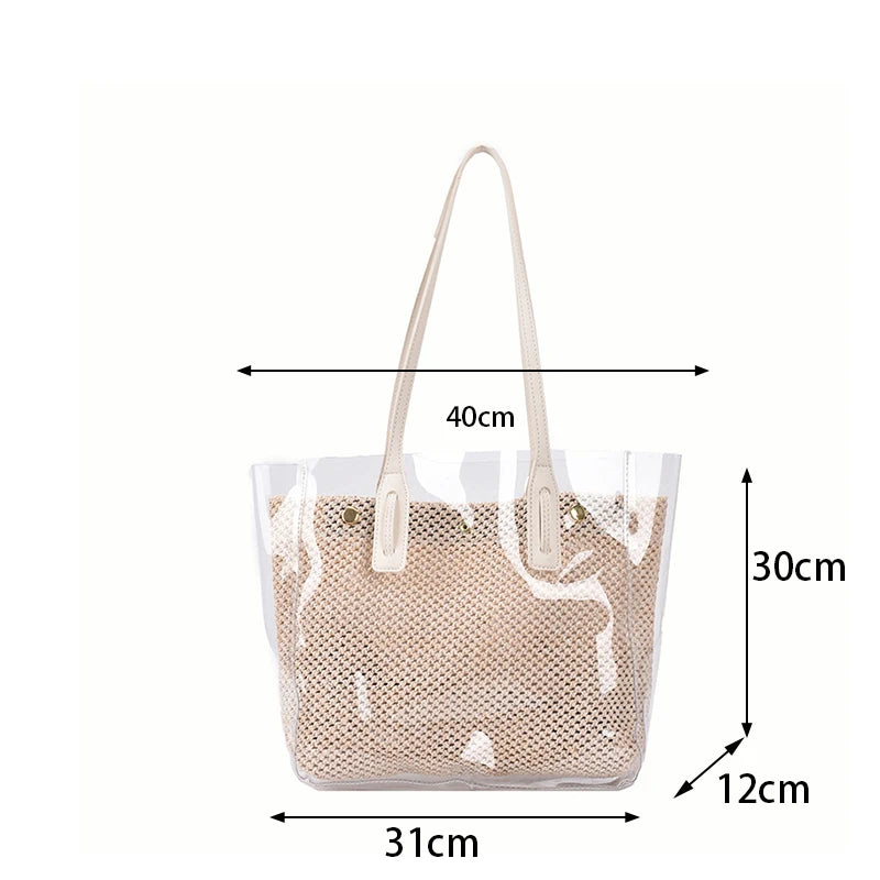 Sac cabas transparent tressé chic élégant