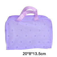 Trousse transparente à pois roses élégante - modèle Purple - TransparenceSac.com