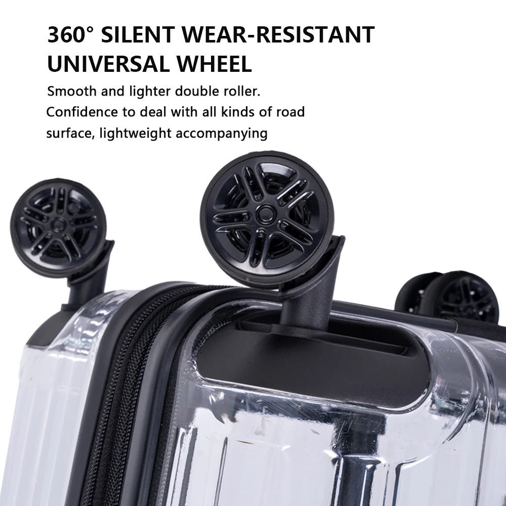 Valise translucide moderne avec sacoche intégrée