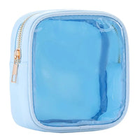 Pochette transparente fashion turquoise zippée élégante - modèle Bleu - TransparenceSac.com