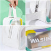 Trousse de toilette transparente colorée