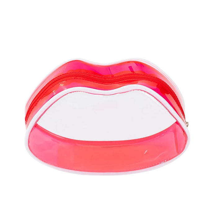 Trousse maquillage transparente rose lèvres