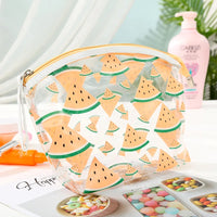 Trousse tendance transparente motifs pastèque - modèle Orange - TransparenceSac.com