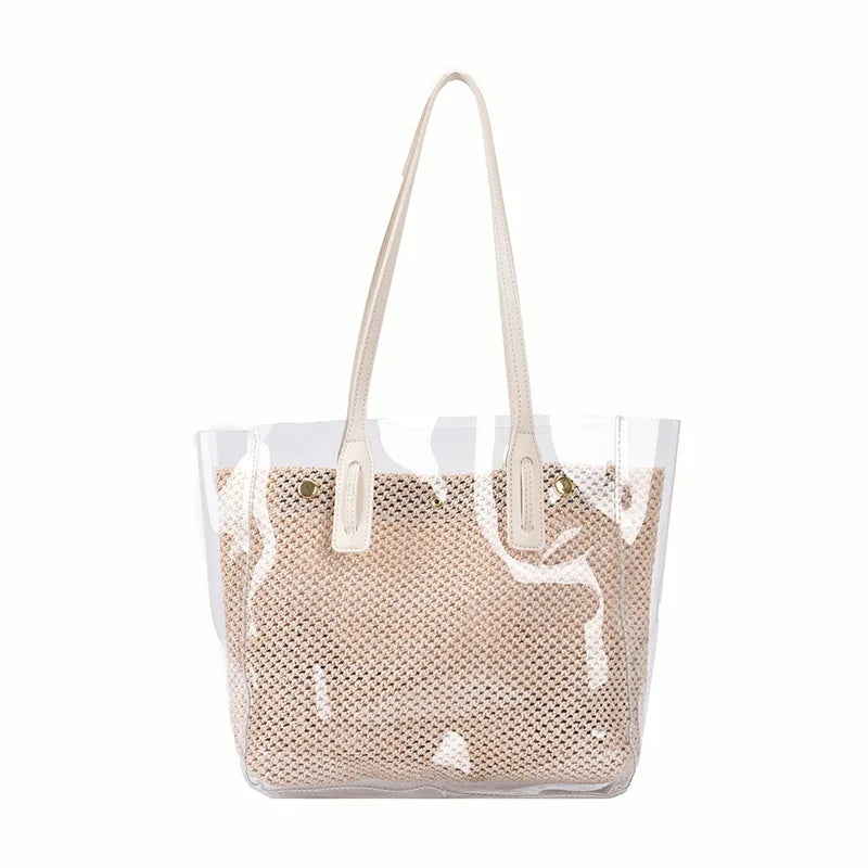 Sac cabas transparent tressé chic élégant