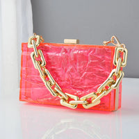 Pochette transparente chic chaîne dorée - modèle Rouge - TransparenceSac.com
