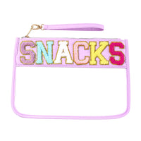 Pochette transparente fashion Snacks colorée - modèle Violet - TransparenceSac.com