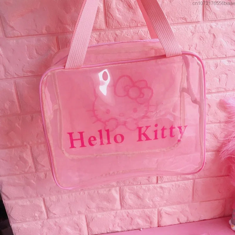 Sac à main transparent Hello Kitty rose