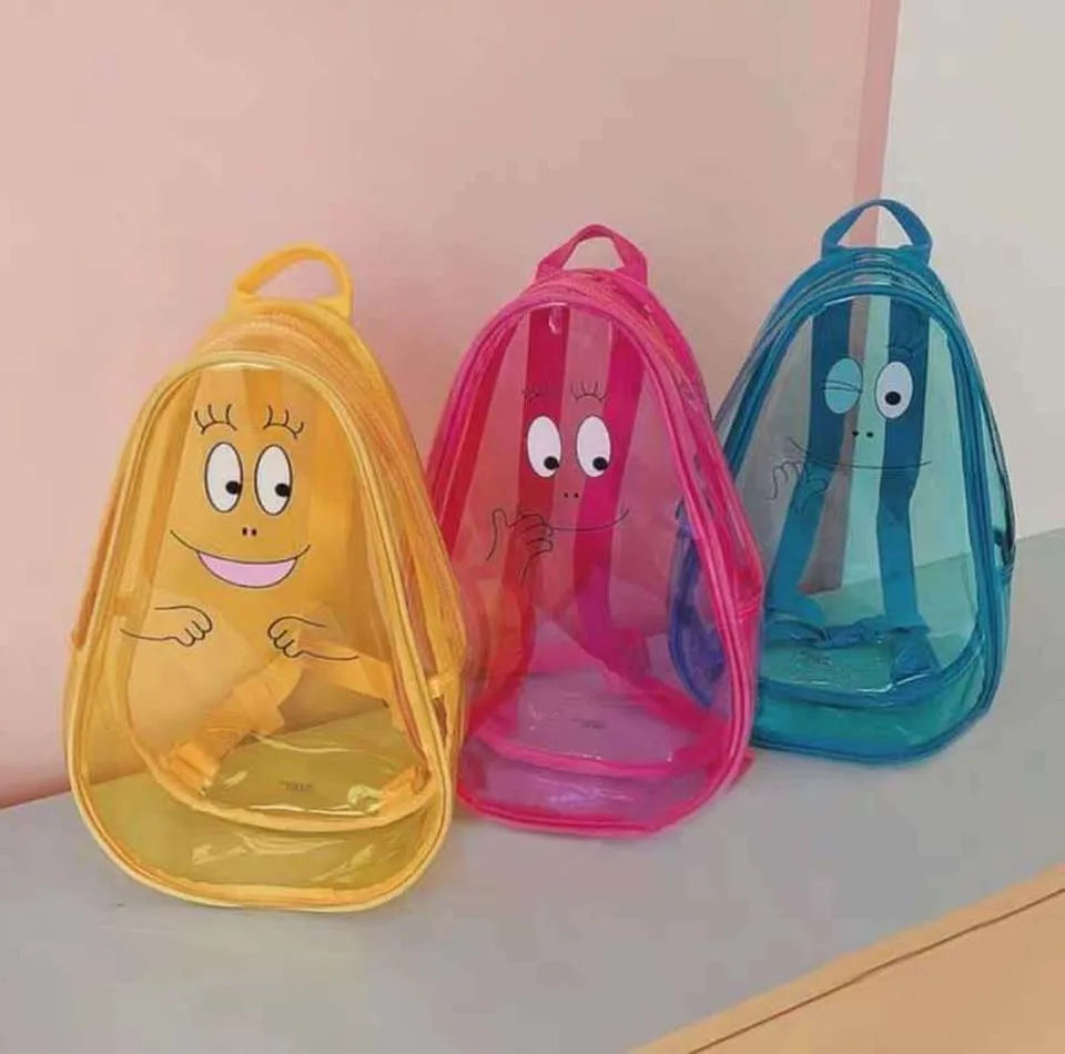 Sac à dos transparent enfant turquoise smiley