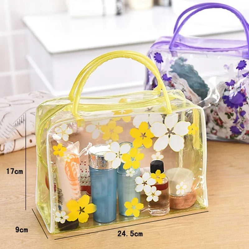 Trousse transparente à pois violets