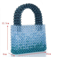 Sac à main perles transparentes dégradé bleu - modèle 16x6x12.5cm - TransparenceSac.com