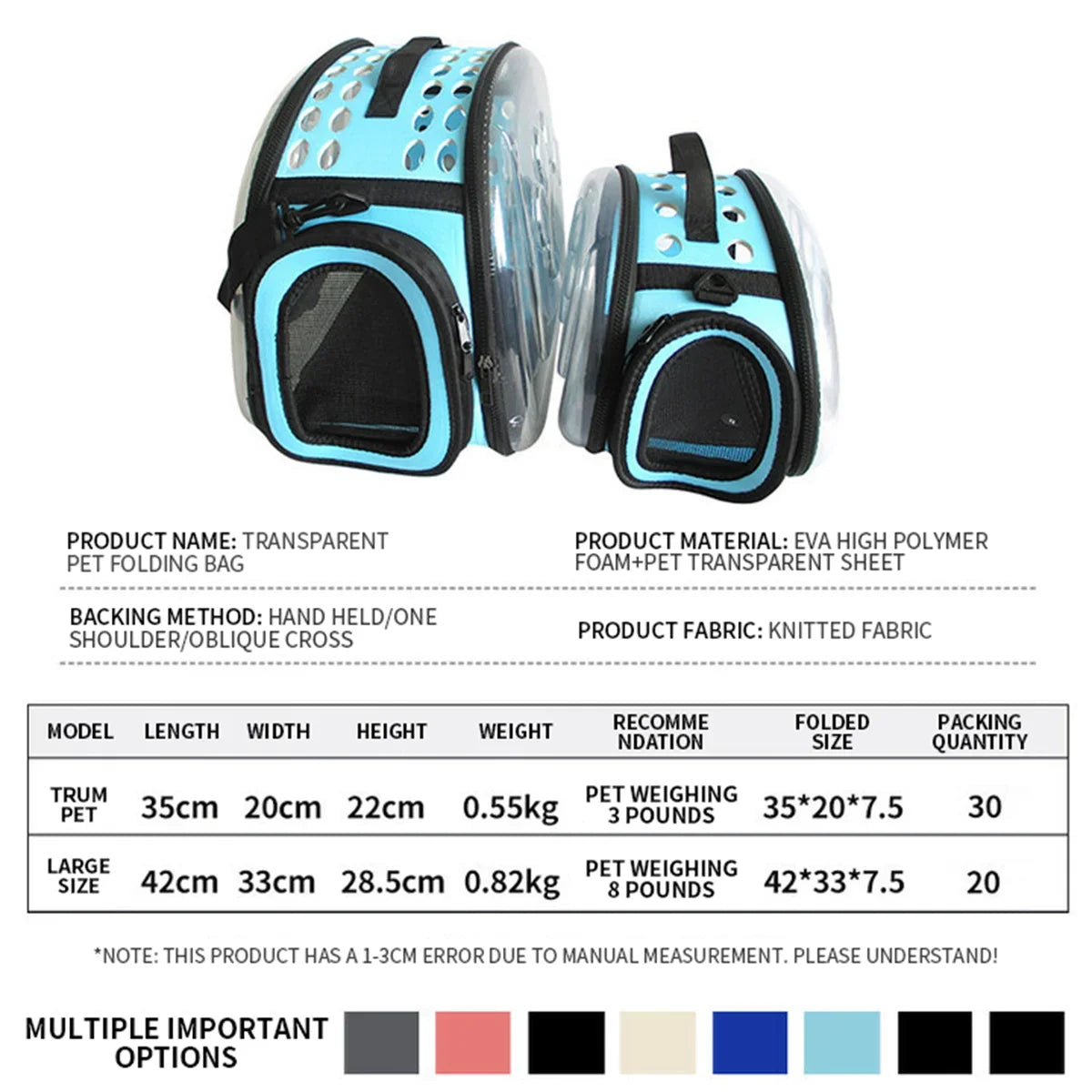 Transporteur transparent pour animaux de compagnie