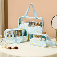 Trousse de toilette transparente fleurs colorées - modèle Blue - TransparenceSac.com